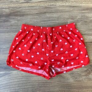 Victoria's Secret PINK Red Heart Logo Dog Boxer Shorts Pajama Bottoms Small